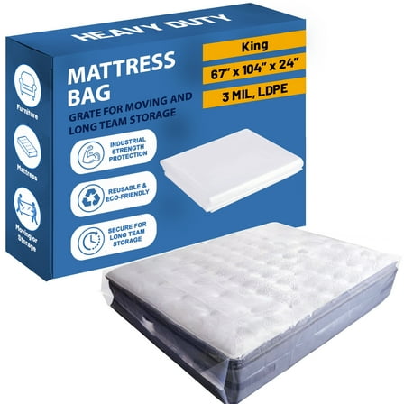 Continental Sleep, Mattress Bag for Moving & Storage, Heavy-Duty Mattress-Protector Cover, Waterproof Mattresses Storage Bags, Polyurethane, Tear Resistant, King
