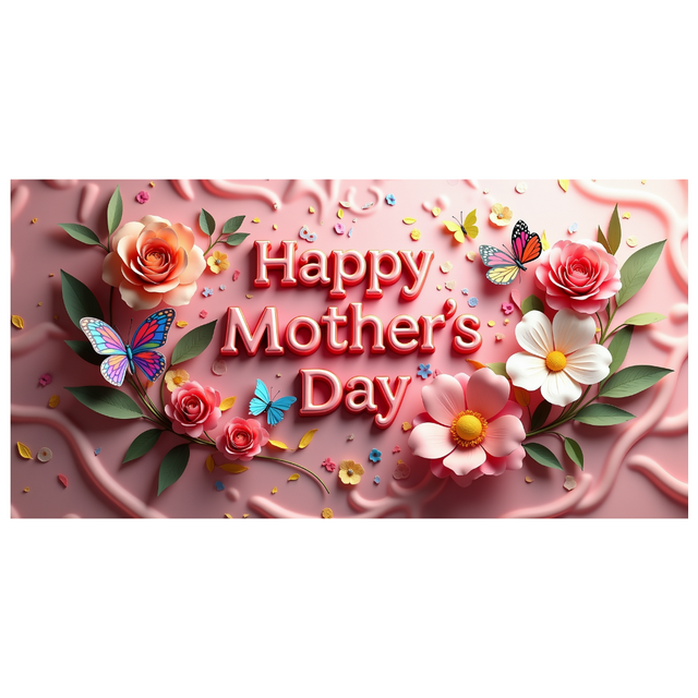 Pink Floral Butterfly Decor Happy Mothers Day Banner Party Decoration Backdrop Photo Booth Background Family Gatherings Celebration Events Decorations