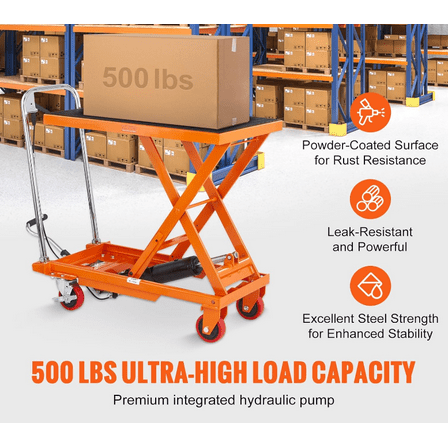 Single scissor push hydraulic lifting platform load 500 pounds yellow