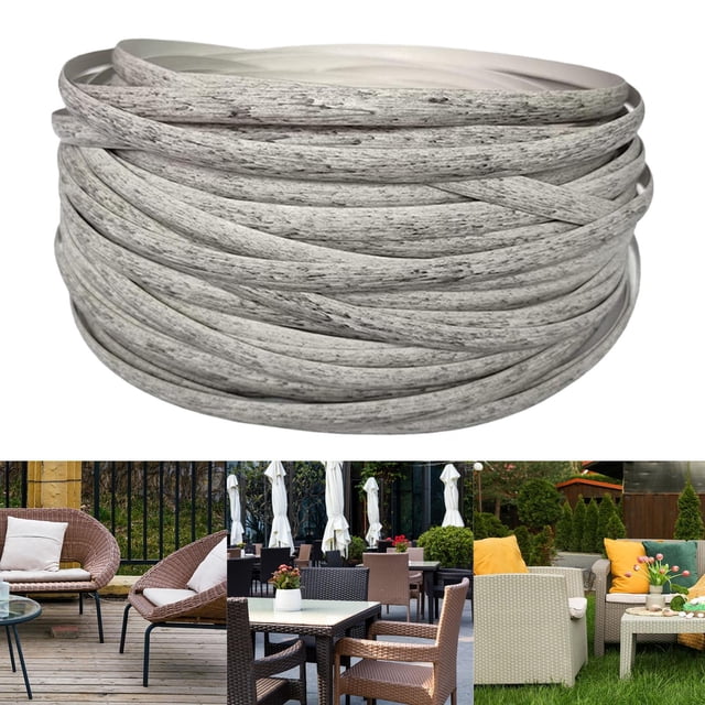 Kit de reparación de mimbre de 36,5 m (), kit de tejido de cestas, suministros para proyectos de manualidades, decoración, material de tejido Gris moteado