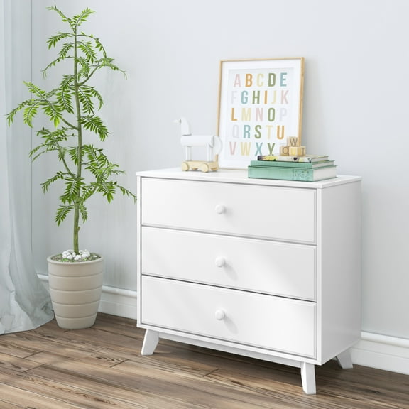 Max & Lily Solid Wood 3 Drawer Dresser, White