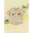 thumbnail image 3 of Aojekbee Baby Bubble Romper Short Sleeve Round Neck Farm Animal Embroidery Bodysuit Infant Summer Playsuit, 3 of 10