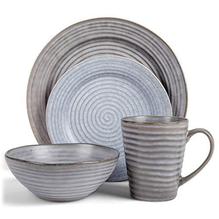 Elanze Designs Set da 16 pezzi moderno di lusso chic vintage fatto a mano in ceramica