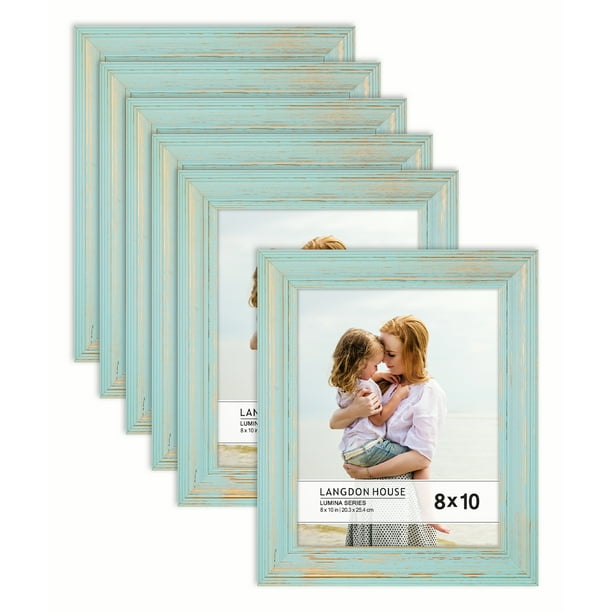 Langdon House 8x10 Eggshell Blue Real Wood Picture Frames with Gold