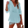 thumbnail image 2 of Sudadera con Capucha para Mujer, de Larga, Cuello en V y Bolsillos, para Playa Azul XXL, 2 of 8