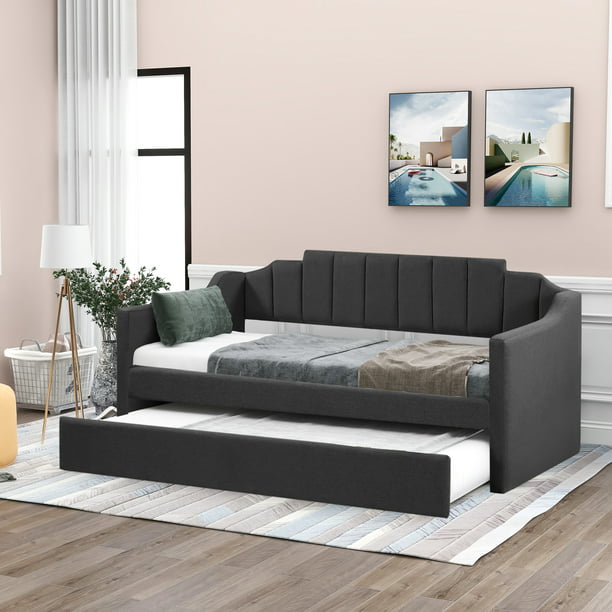 Piscis Twin Daybed Upholstered Arm, Leather Daybed With Pop Up Trundle Ikea