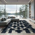 thumbnail image 2 of ODIKA 8'x10' Washable Area Rug Checkered Symmetrical Layout Minimalist Entry Music Geometric for Dining Room, Large Office, Lounge, Non-Slip Chair-Friendly Mat, 2 of 7