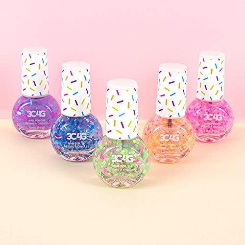 3C4G: Confetti Nail Polish Set - 5 Bottles, Make It Real, Tweens & Girls, Non-Toxic Long-Lasting Polish, Festive Glitter, Vibrant Colors, Three Cheers For Girls, Kids Ages 8+