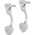 thumbnail image 2 of Sterling Silver Rhodium-Plated Cz Heart Jackets With Post Earrings Made In China qe15324, 2 of 5