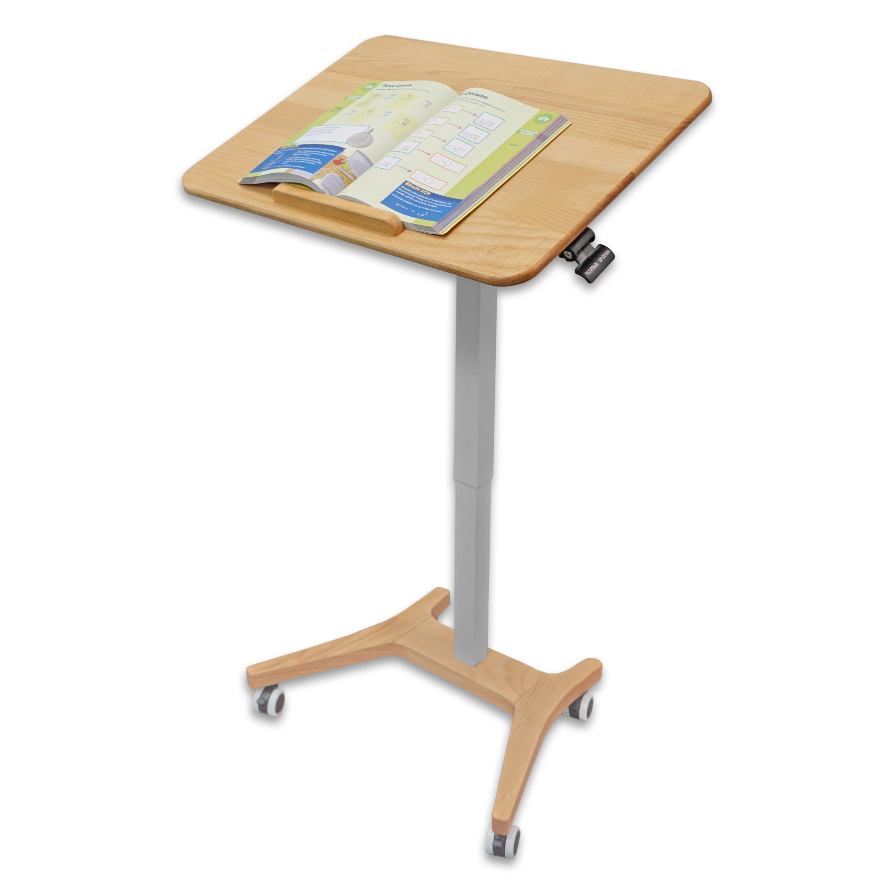 Victor Solid Wood Mobile Standing Desk – Adjustable Height, Ergonomic Stand-Up Desk for Your Office, Sturdy Workstation, Modern Design and Space-Saving Solution