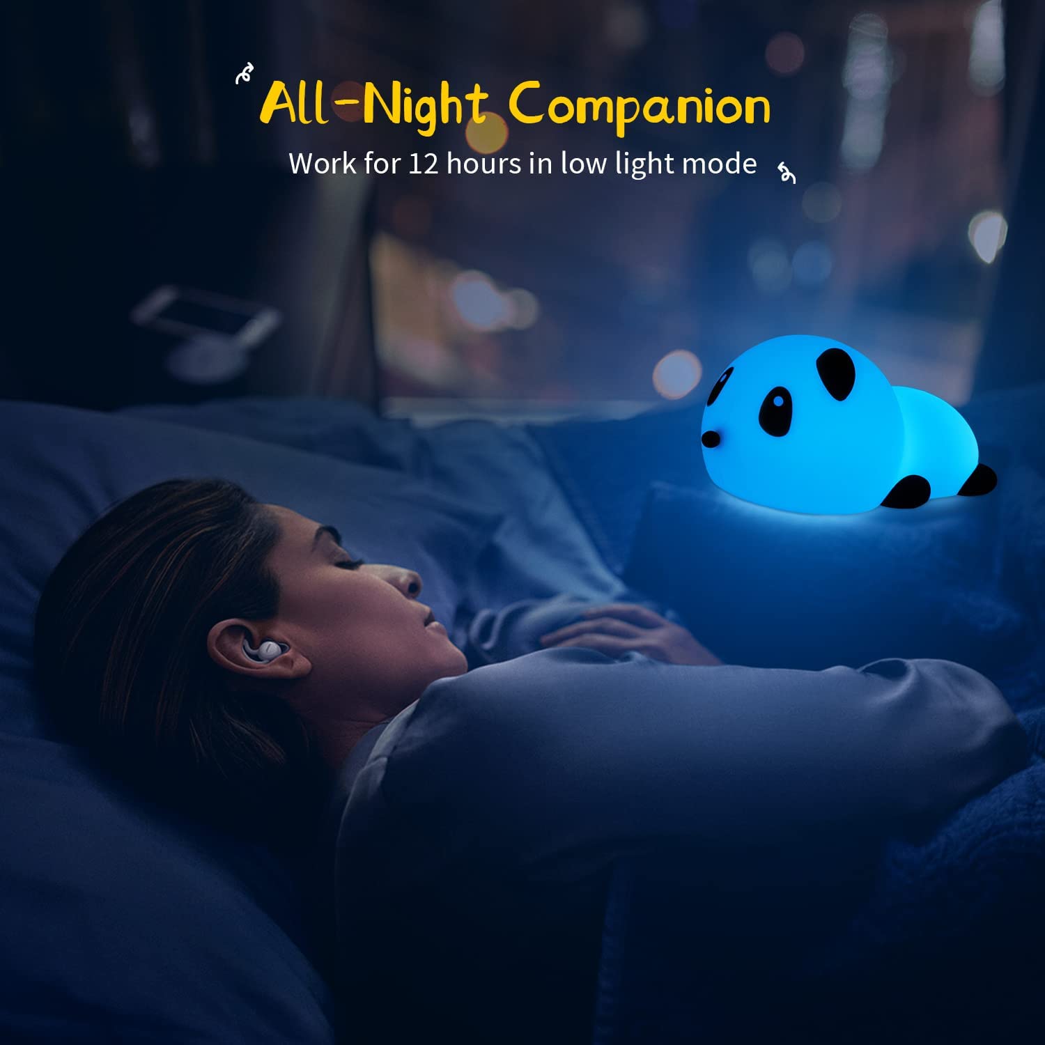 Children's Night Light, 7 Colors Lovely Panda Night Light, Silicone Touch Night Light, Baby Night Light, Rechargeable LED Night Light, Timer Function Bedside Lamp, Gift Idea for Boy Girl