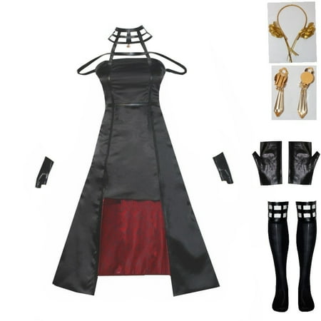 

Women Cosplay Dress Set Long Sleeve Doll Collar Anime Elements Patchwork One-Piece with Headwear Stockings