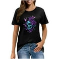 thumbnail image 3 of Sriper Women's Halloween Witches T-Shirt, Sanderson Sisters Skull , Oversized Short Sleeve, Gothic Vintage, Ropa Para Mujer Black XL, 3 of 4