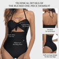 thumbnail image 6 of SOMER Women Sexy Cutout One Piece Swimsuits Tummy Control High Waisted Halter Front Tie Knot Bathing Suit, 6 of 8