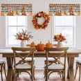 thumbnail image 5 of Valances for Windows Thanksgiving Pumpkin Gnome Rod Pocket Short Curtain for bathroom living room bedroom Fall Leaf on Black Plaid 1 Panel 54x18in, 5 of 9