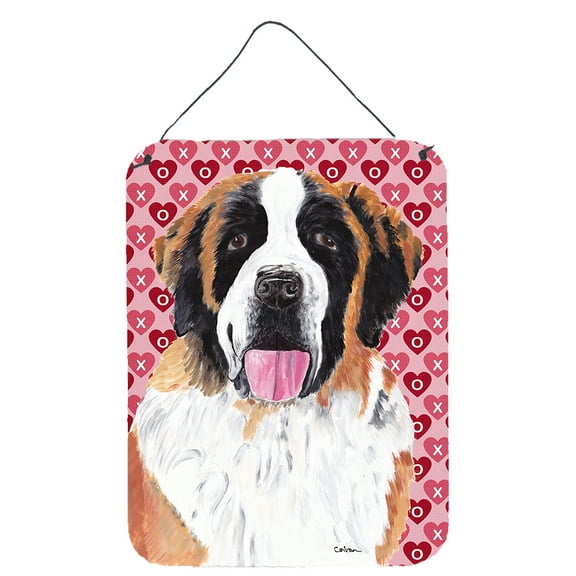 Saint Bernard Hearts Love and Valentines Day Portrait Wall or Door Hanging Prints
