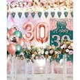 thumbnail image 5 of YANSION 30th Birthday Party Decorations, Green Rose Gold Happy 30th Birthday Banner with 30th Balloons 30th Door Cover Backdrop for Women Birthday Anniversary Party Sign Porch Decor Supplies, 5 of 8