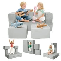 FKS LIFE Modular Kids Sofa,Toddler Couch Foam Armchair for Kids, Children Convertible Plush Sofa Play Set,Fold Out SofaBed