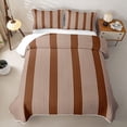 thumbnail image 2 of Castle Fairy Geometric Thin Vertical Stripe Quilt King 3 Pieces,Mid Century Wide Band King Coverlet Set,Coffee White,1 Bedspread and 2 Pillowcases, 2 of 7