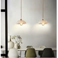 thumbnail image 4 of 9.8 Inch Wood Clear Glass Pendant Lamp, Small Japanese Style Transparent Glass Hanging Lighting Fixture, Vintage Farmhouse Pendant Light for Kitchen Sink Island Dining Table Bar Entryway Laundry Room, 4 of 7