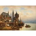 thumbnail image 2 of Wilhelm Alexander Meyerheim 14x11 Black Ornate Wood Framed Double Matted Museum Art Print Titled: Post -Carriage in the Pomeranian Harbor (1868), 2 of 5