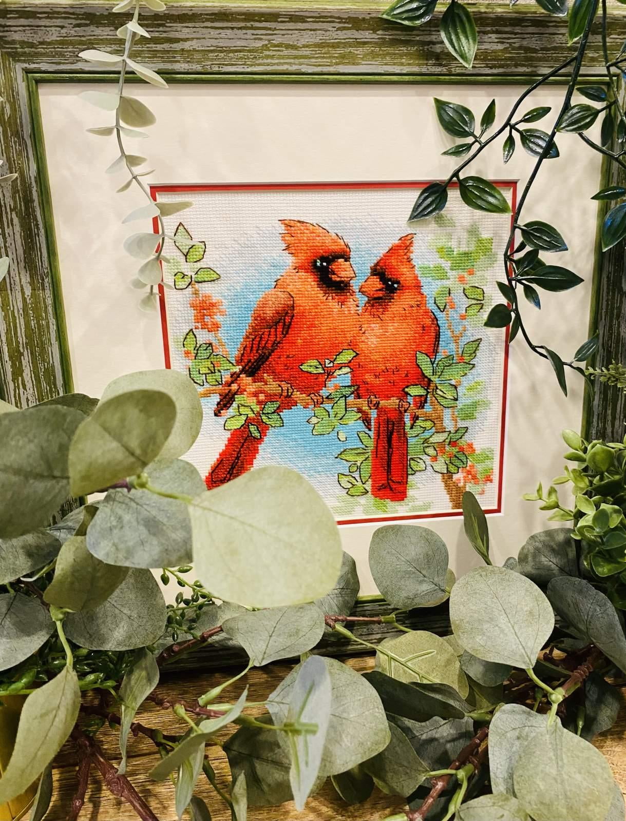 RIOLIS Counted Cross Stitch Kit 7.75"X7.75"-Red Cardinals (14 Count)