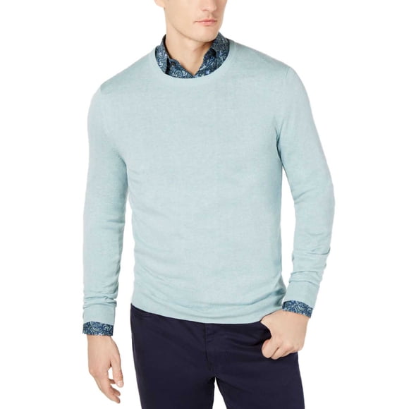 Tasso Elba Mens Crewneck Long Sleeve Sweater, Blues, X-Large