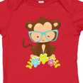 thumbnail image 4 of Inktastic Cute Monkey With Eyeglasses, Colorful Flowers Boys or Girls Baby Bodysuit, 4 of 5