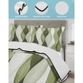 thumbnail image 4 of Quilts Twin Size Bedding Set, Sage Green Stripes Lightweight Quilted Comforter, Retro Farmhouse Abstract Ripple Soft Reversible Bedspread Coverlet with Pillow Covers for All Season, 68" x 86", 4 of 7
