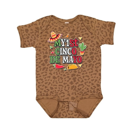 

Inktastic My 1st Cinco De Mayo with Sombrero Red Chili Pepper Taco and Cactus Gift Baby Boy or Baby Girl Bodysuit