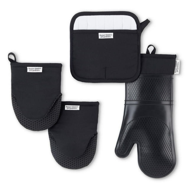 Better Homes & Garden Oven Mitt, Pot Holder, Mini Mitt Set, 4 Pieces