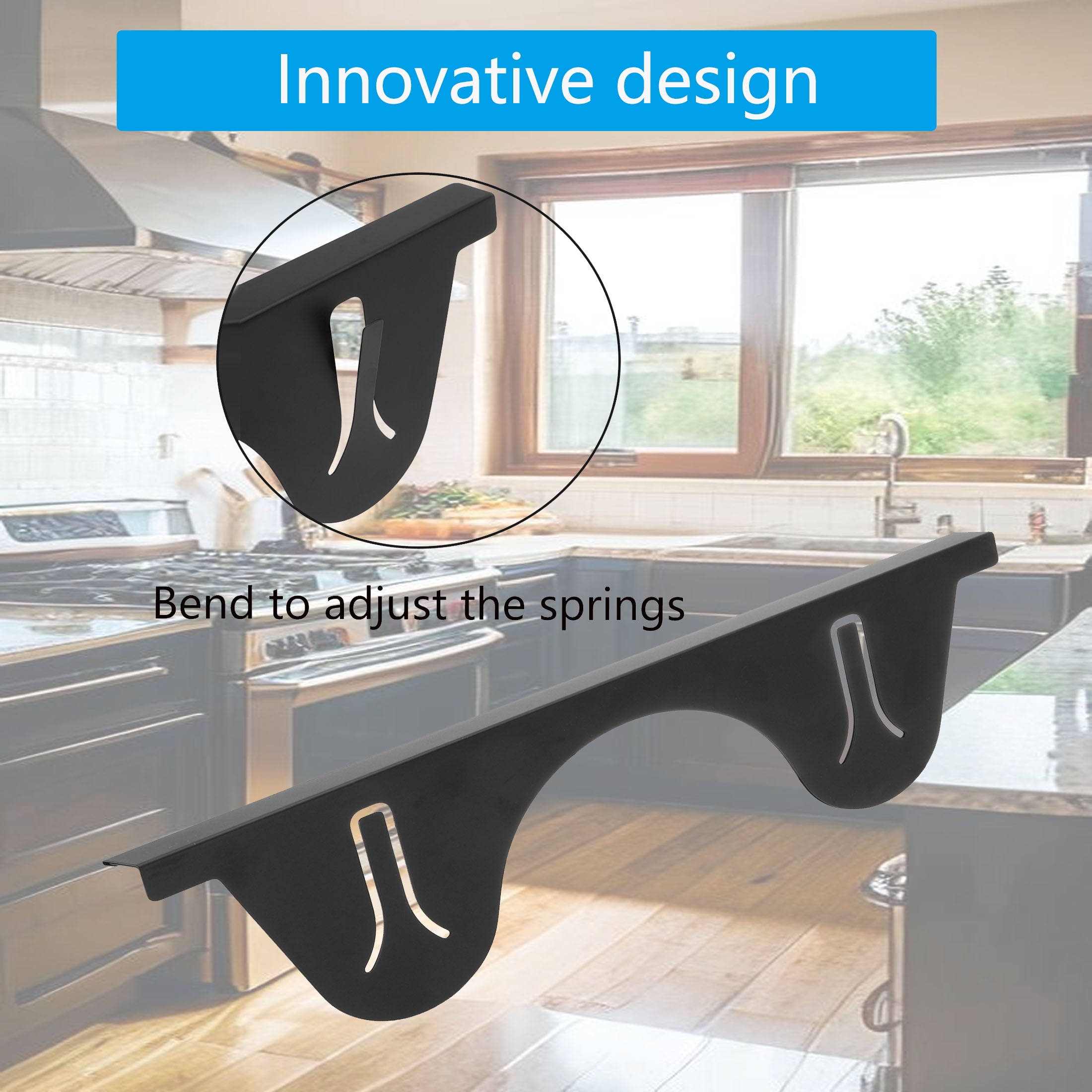 Stove Gap Covers,Stainless Steel Stove Gap Guard Adjustable Length 13.8” to 27.6” for Kitchen, Range Trim Kit, Black