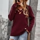 thumbnail image 3 of Suéter de Punto Cruzado Cuello en V Manga Larga Color Puro Suéter Casual de Moda para Mujer Vino Rojo XL, 3 of 6