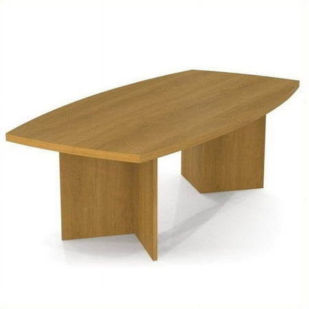 Bestar Meeting Solutions 8' Boat Shaped Light Board Top Conference Table in Cappuccino Cherry