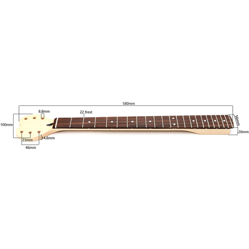 Yokua Electric Guitar Neck Unfinished Guitar Neck String Instrument DIY Parts