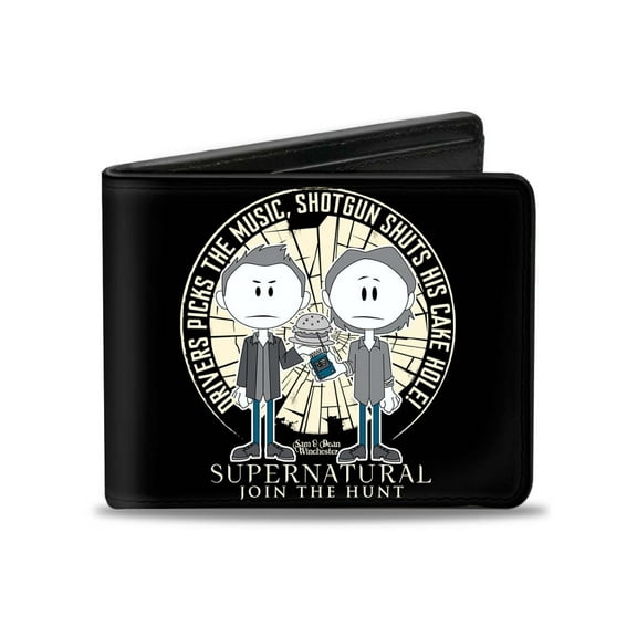 Supernatural Wallet, Bifold, Sam Dean Winchester Driver Picks the Music Shattered Glass, Vegan Leather