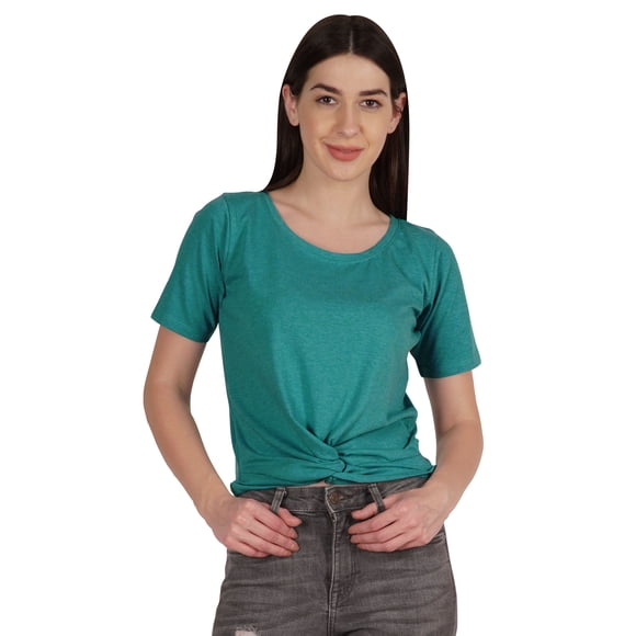 Inkmeso Summer Twist Front Knot Crop Top For Women With Short Sleeves Tee Shirts