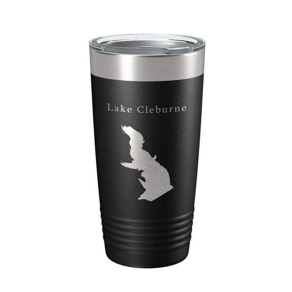 Lake Pat Cleburne Map Tumbler Travel Mug Insulated Laser Engraved Coffee Cup Texas 20 oz Black