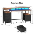 thumbnail image 5 of Satifur Gaming Desk with LED Lights & Power Outlets, 55" Computer Desk with 5 Fabric Drawers & Open Storage, Reversible Home Office Desk,retro Brown, 5 of 9