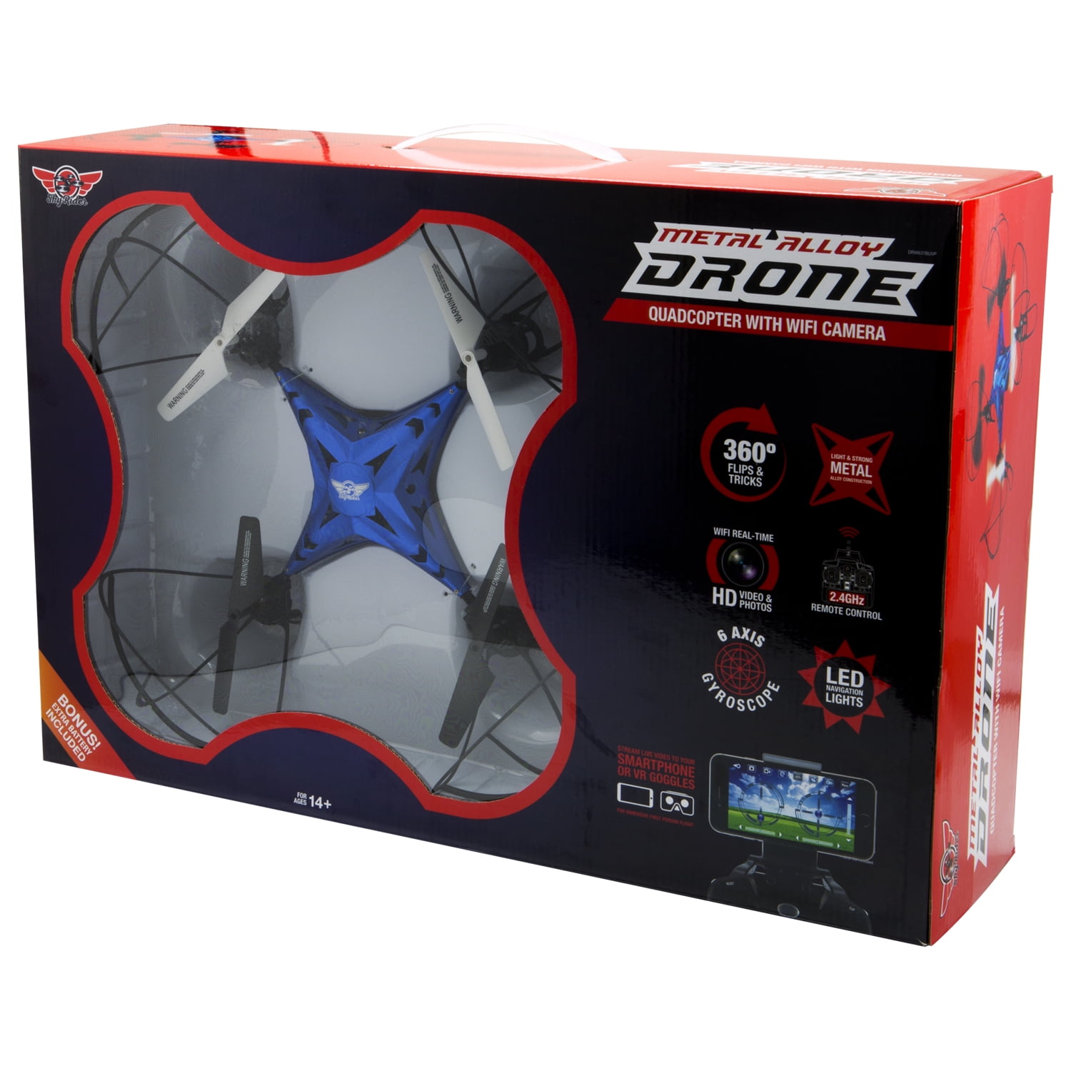 Sky Rider Metal Alloy Drone Quadcopter with WiFi Camera Extra Battery