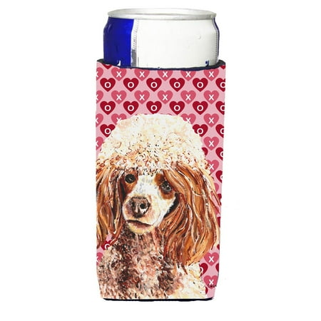 

Carolines Treasures SC9699MUK Red Miniature Poodle Hearts and Love Ultra Hugger for slim cans Slim Can multicolor
