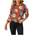 thumbnail image 2 of Uaswgudfs Women's Floral Knit Sweater: Round Neck & Long Sleeves, Cozy Relaxed Fit for Autumn/Winter​, 2 of 9