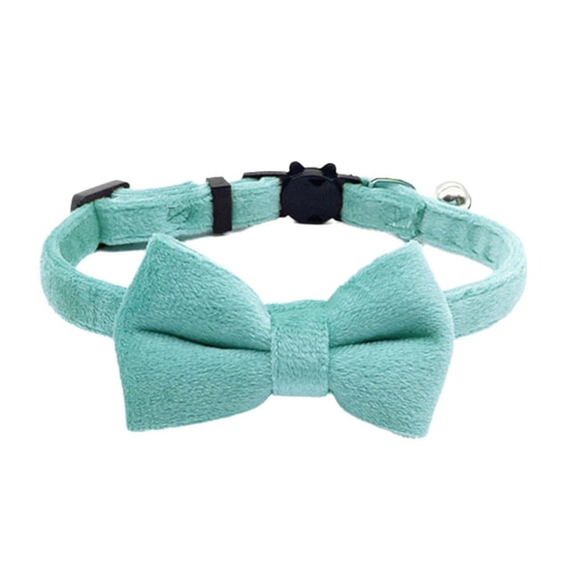 1 * Collar ajustable de terciopelo para gatos y perros pequeños con lazo de gamuza y cascabel 18-3 Nice J9 W3K8