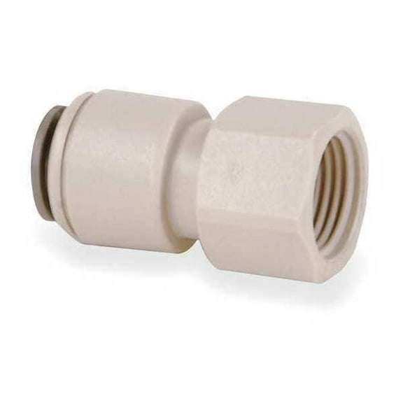 Push-Fit Adapter Fitting, 3/8 in Tube Size, Acetal, Gray, 10 PK