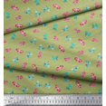 thumbnail image 2 of Soimoi Green Cotton Voile Fabric Bow & Stripe Print Sewing Fabric Yard 42 Inch Wide, 2 of 3