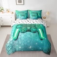 thumbnail image 2 of Castle Fairy Geometric Honeycomb Gamepads Twin Bedding Sets 7-Piece for Adults Female Men,Gradient Universe Galaxy Bedding Comforter Set Microfiber,Video Game Game Controller Breathable Sheet Sets, 2 of 8