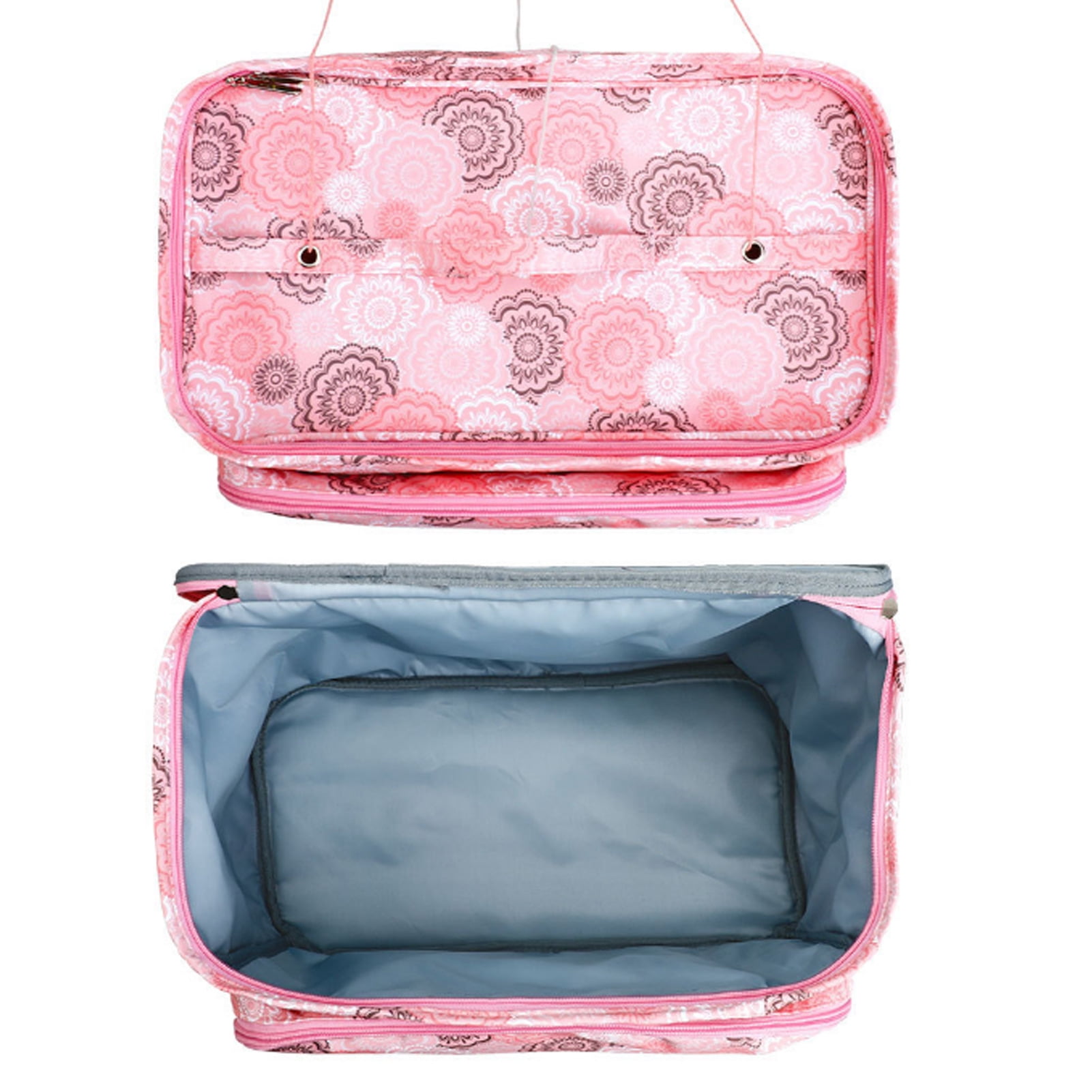 NFTIGB Pink Oxford Cloth Knitting Bag Multifunctional Portable Yarn Crochet Holder Storage Case Organizer for Needles & Sewing Supplies