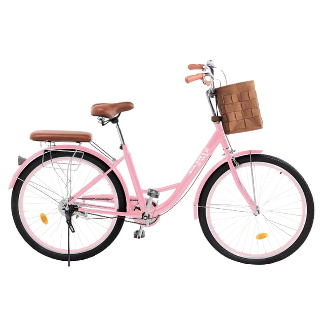Bicicleta Urbana R26 Con Canasta Frenos De Pinza Marco De Acero Vintage Xtreme Life rosa