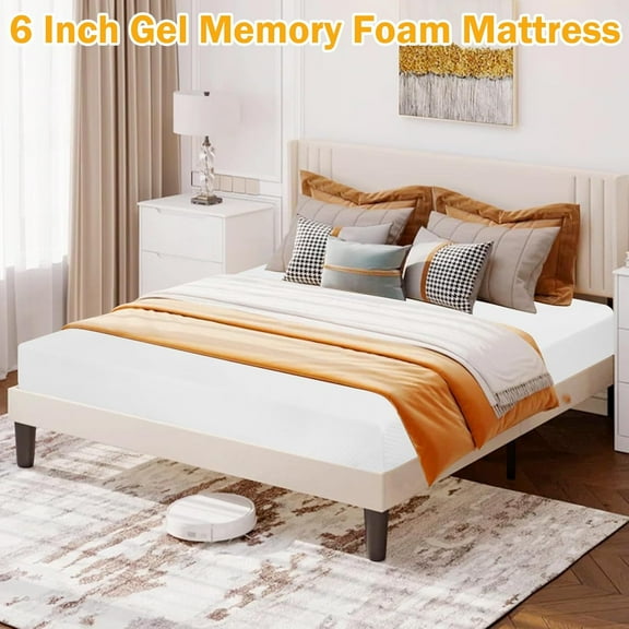 XF XINFENG Gel Memory Foam California King Mattress - 6" Medium-Firm, Pressure-Relieving & Cool Sleep, CertiPUR-US Certified, Bed-in-a-Box (California King Size)