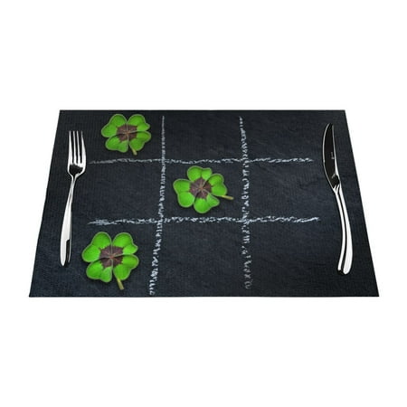 

YFYANG Washable Heat-Resistant Placemats 70% PVC/30% Polyester Lucky Clover Kitchen Table Mat 12 x 18 4 Piece